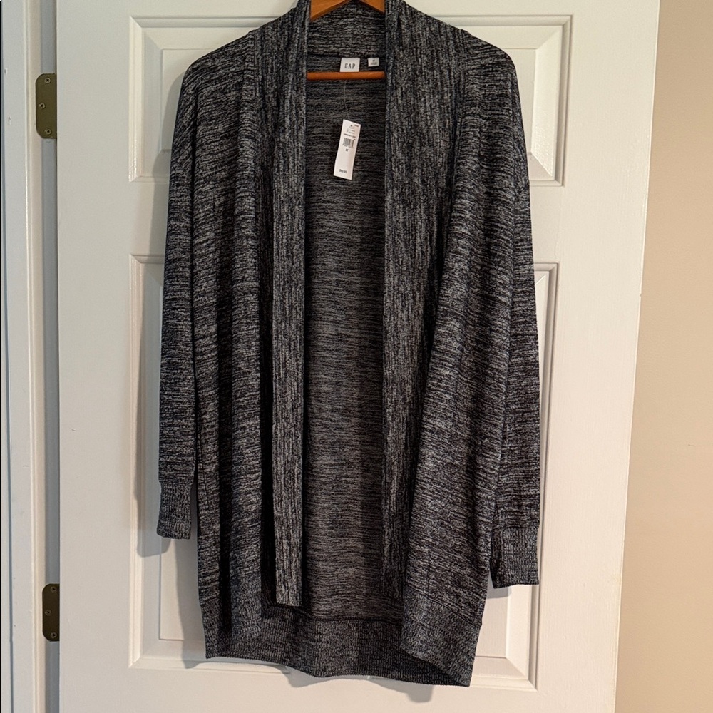 GAP Charcoal Marled Open-Front Cardigan